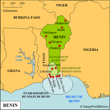 Postal history Benin Map