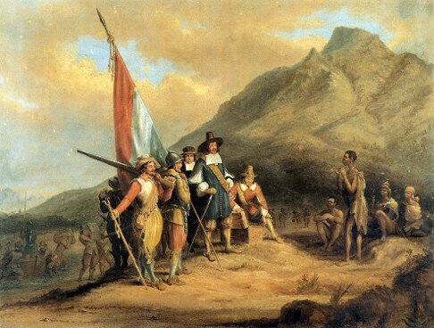Jan van Riebeeck landing at Cape of Good Hope in 1652