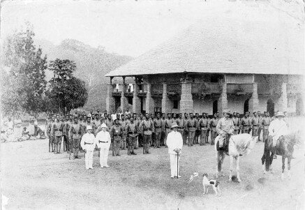 A company from the German Schutztruppe - the German forces - in Cameroon in 1894. This company is an Askari company - a company of locally recruited men.