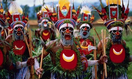 Papua New Guinea has a highly diverse indigenous population. Many different elaborate headdresses, costumes and styles facial and body paint are part of the cultural heritage.