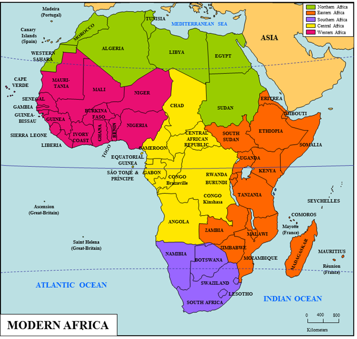 Africa - Modern Africa | Map | StampWorldHistory