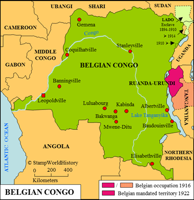 Postal history Belgian Congo Map