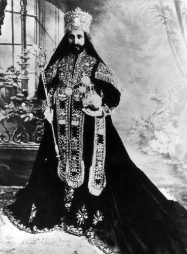 Emperor Heile Selassie in full imperial dress at the occasion of his coronation in 1930.