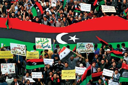 .... two years later thousands taking to the streets in protests that will eventually lead to the downfall of Qaddafi.