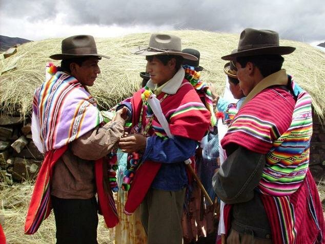 The Aymara are the second largest Amerindian population group in Bolivia. Here shown wearing a partly traditional outfit. 