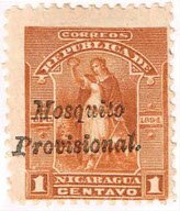 2 centavo yellow brown, overprint in black. Image courtesy of the Nicaragua Study Group.