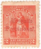 2 centavo vermilion, overprint in red. Image courtesy of the Nicaragua Study Group.