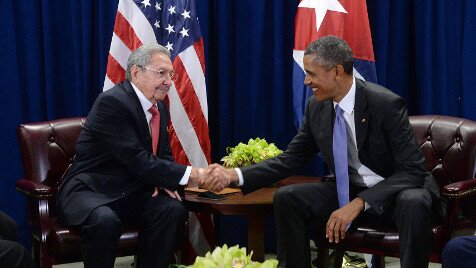 Raul Castro and United States president Obama during the 2016 visit of Obama to Cuba. Raul Castro reestablished diplomatic relations with the United States.