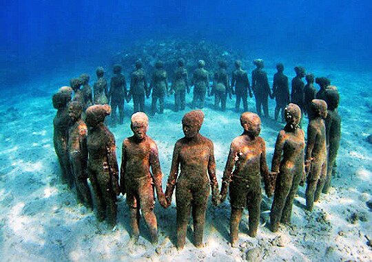 Grenada is home to a unique underwater sculpture park. Although not intended as such by the artist who made the sculptures, the park has come to bee seen a monument for slaves thrown overboard on the passage to the Americas.
