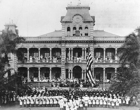 Ceremony at the occasion of the annexation of Hawaii by the United States in 1898.