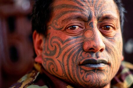 The Maori are the indigenous people of New Zealand. Elaborate tattoos are part of the Maori culture.