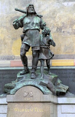 Wilhelm Tell is the Swiss national figure. Tell is supposed to have lived around 1300 and symbolized the fight for freedom of the Swiss Confederation. Tell is a legendary figure, there is no historical evidence of his existence. 