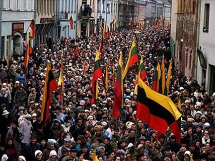 1990 - People taking to the streets to celebrate independence.